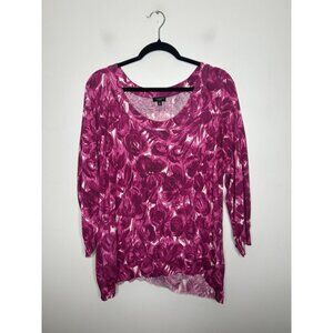 Talbots Sweater Scoop Neck Fuchsia Pink Floral Silk Cotton Blend Plus Size 3X